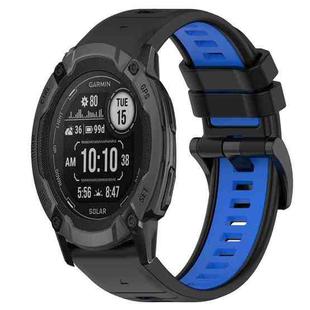 For Garmin Instinct 2X Solar 26mm Sports Two-Color Silicone Watch Band(Black+Blue)