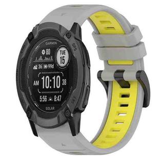 For Garmin Instinct 2X Solar 26mm Sports Two-Color Silicone Watch Band(Grey+Yellow)