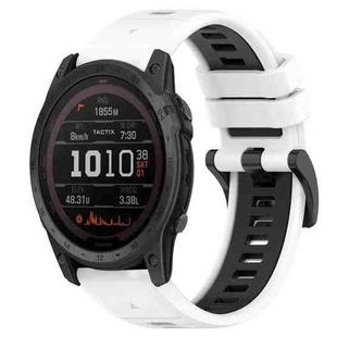 For Garmin Tactix 7 Pro 26mm Sports Two-Color Silicone Watch Band(White+Black)