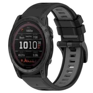 For Garmin Tactix 7 Pro 26mm Sports Two-Color Silicone Watch Band(Black+Grey)
