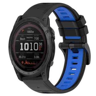 For Garmin Tactix 7 Pro 26mm Sports Two-Color Silicone Watch Band(Black+Blue)