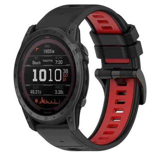 For Garmin Tactix 7 26mm Sports Two-Color Silicone Watch Band(Black+Red)