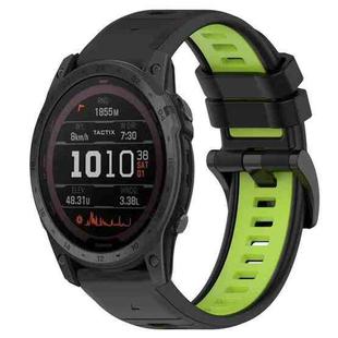 For Garmin Tactix 7 26mm Sports Two-Color Silicone Watch Band(Black+Lime Green)