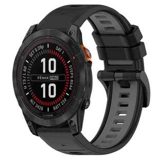 For Garmin Fenix 7X Solar 26mm Sports Two-Color Silicone Watch Band(Black+Grey)