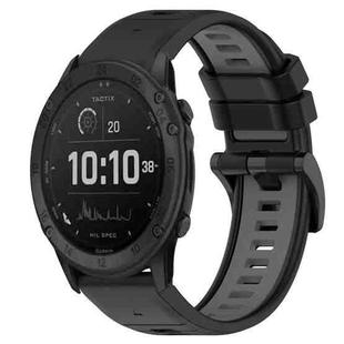 For Garmin Tactix Delta 26mm Sports Two-Color Silicone Watch Band(Black+Grey)