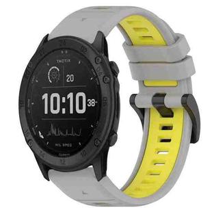 For Garmin Tactix Delta 26mm Sports Two-Color Silicone Watch Band(Grey+Yellow)