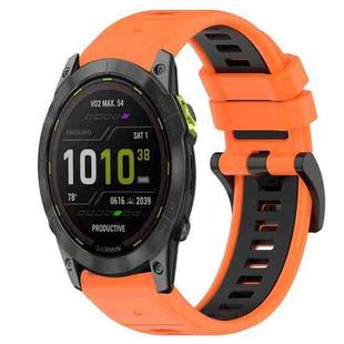 For Garmin Enduro 2 26mm Sports Two-Color Silicone Watch Band(Orange+Black)