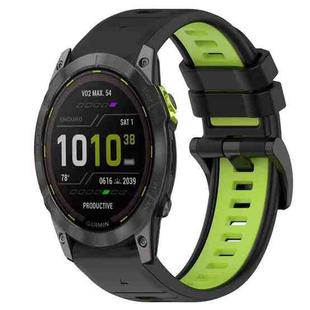 For Garmin Enduro 2 26mm Sports Two-Color Silicone Watch Band(Black+Lime Green)