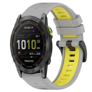 For Garmin Enduro 2 26mm Sports Two-Color Silicone Watch Band(Grey+Yellow)