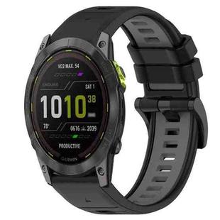 For Garmin Enduro 26mm Sports Two-Color Silicone Watch Band(Black+Grey)