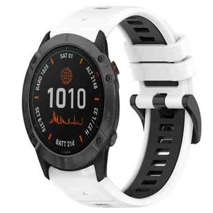 For Garmin Fenix 6X 26mm Sports Two-Color Silicone Watch Band(White+Black)