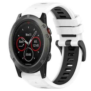 For Garmin Fenix 5X Sapphire 26mm Sports Two-Color Silicone Watch Band(White+Black)