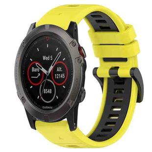 For Garmin Fenix 5X Sapphire 26mm Sports Two-Color Silicone Watch Band(Yellow+Black)