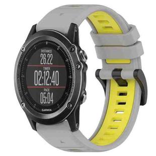 For Garmin Fenix 3 26mm Sports Two-Color Silicone Watch Band(Grey+Yellow)