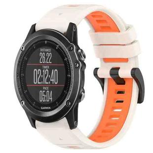 For Garmin Fenix 3 26mm Sports Two-Color Silicone Watch Band(Starlight+Orange)