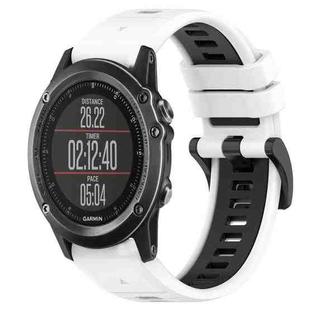 For Garmin Fenix 3 HR 26mm Sports Two-Color Silicone Watch Band(White+Black)