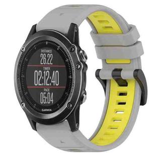 For Garmin Fenix 3 HR 26mm Sports Two-Color Silicone Watch Band(Grey+Yellow)