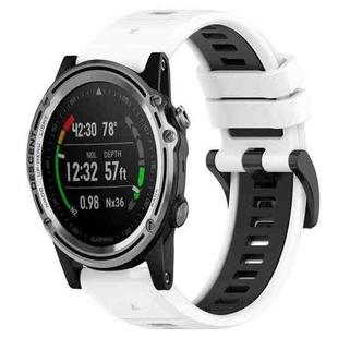 For Garmin Descent MK 1 26mm Sports Two-Color Silicone Watch Band(White+Black)