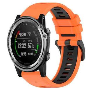 For Garmin Descent MK 1 26mm Sports Two-Color Silicone Watch Band(Orange+Black)