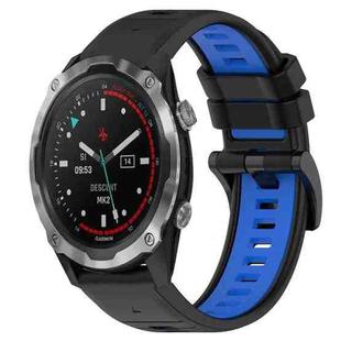 For Garmin Descent MK 2 26mm Sports Two-Color Silicone Watch Band(Black+Blue)