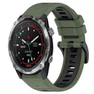 For Garmin Descent MK 2i 26mm Sports Two-Color Silicone Watch Band(Olive Green+Black)