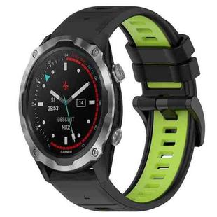 For Garmin Descent MK 2i 26mm Sports Two-Color Silicone Watch Band(Black+Lime Green)