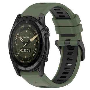For Garmin Tactix 7 AMOLED 26mm Sports Two-Color Silicone Watch Band(Olive Green+Black)