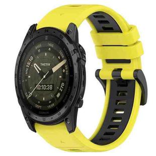 For Garmin Tactix 7 AMOLED 26mm Sports Two-Color Silicone Watch Band(Yellow+Black)