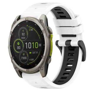 For Garmin Fenix 8 MIP 51mm Sports Two-Color 26mm Silicone Watch Band(White+Black)