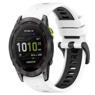 For Garmin Enduro 3 Sports Two-Color 26mm Silicone Watch Band(White+Black)