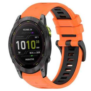 For Garmin Enduro 3 Sports Two-Color 26mm Silicone Watch Band(Orange+Black)