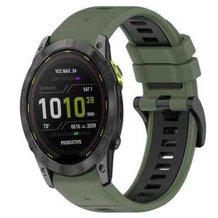 For Garmin Enduro 3 Sports Two-Color 26mm Silicone Watch Band(Olive Green+Black)