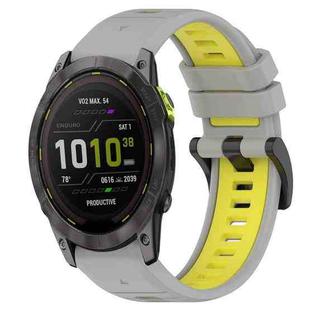 For Garmin Enduro 3 Sports Two-Color 26mm Silicone Watch Band(Grey+Yellow)