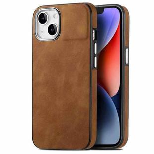 For iPhone 14 Plus Skin-Feel Electroplating TPU Shockproof Phone Case(Brown)