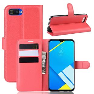 Litchi Texture Horizontal Flip Leather Case for OPPO Realme C2/OPPO A1K, with Wallet & Holder & Card Slots(red)