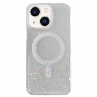 For iPhone 14 MagSafe Glitter Hybrid Clear TPU Phone Case(White)