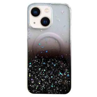 For iPhone 14 Plus Glitter MagSafe Hybrid Clear TPU Phone Case(Black)