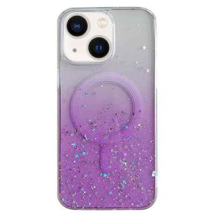 For iPhone 14 Plus MagSafe Glitter Hybrid Clear TPU Phone Case(Purple)