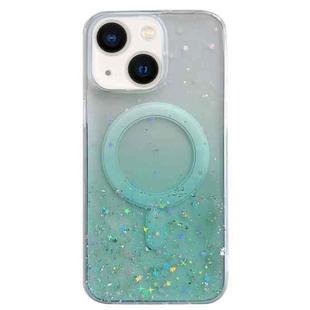 For iPhone 14 Plus MagSafe Glitter Hybrid Clear TPU Phone Case(Green)