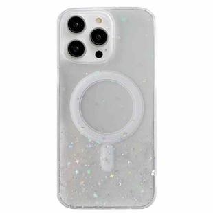 For iPhone 14 Pro Max Glitter MagSafe Hybrid Clear TPU Phone Case(White)