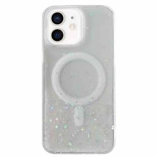 For iPhone 12 Glitter MagSafe Hybrid Clear TPU Phone Case(White)