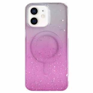 For iPhone 12 Glitter MagSafe Hybrid Clear TPU Phone Case(Pink)