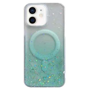 For iPhone 12 MagSafe Glitter Hybrid Clear TPU Phone Case(Green)