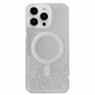 For iPhone 14 Pro MagSafe Glitter Hybrid Clear TPU Phone Case(White)