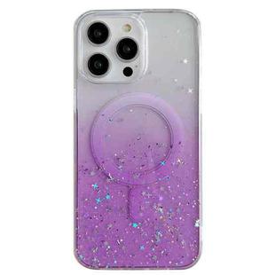 For iPhone 15 Plus MagSafe Glitter Hybrid Clear TPU Phone Case(Purple)