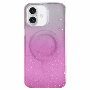 For iPhone 16 Glitter MagSafe Hybrid Clear TPU Phone Case(Pink)