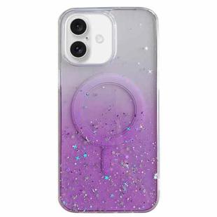 For iPhone 16 Plus Glitter MagSafe Hybrid Clear TPU Phone Case(Purple)