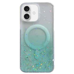 For iPhone 16 Plus Glitter MagSafe Hybrid Clear TPU Phone Case(Green)