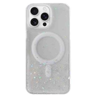 For iPhone 16 Pro Max Glitter MagSafe Hybrid Clear TPU Phone Case(White)