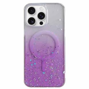 For iPhone 16 Pro Max Glitter MagSafe Hybrid Clear TPU Phone Case(Purple)